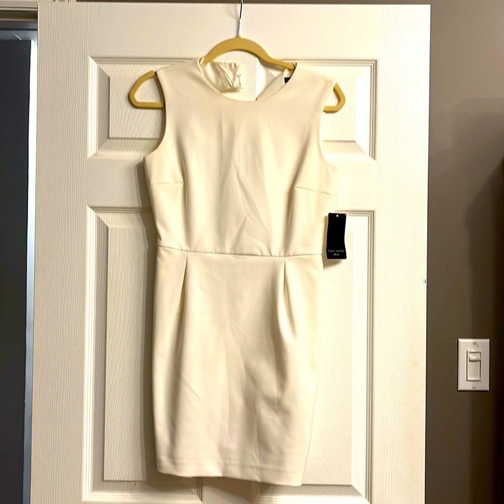 Brand new Zara cocktail mini dress, open back, warm white color, tag on